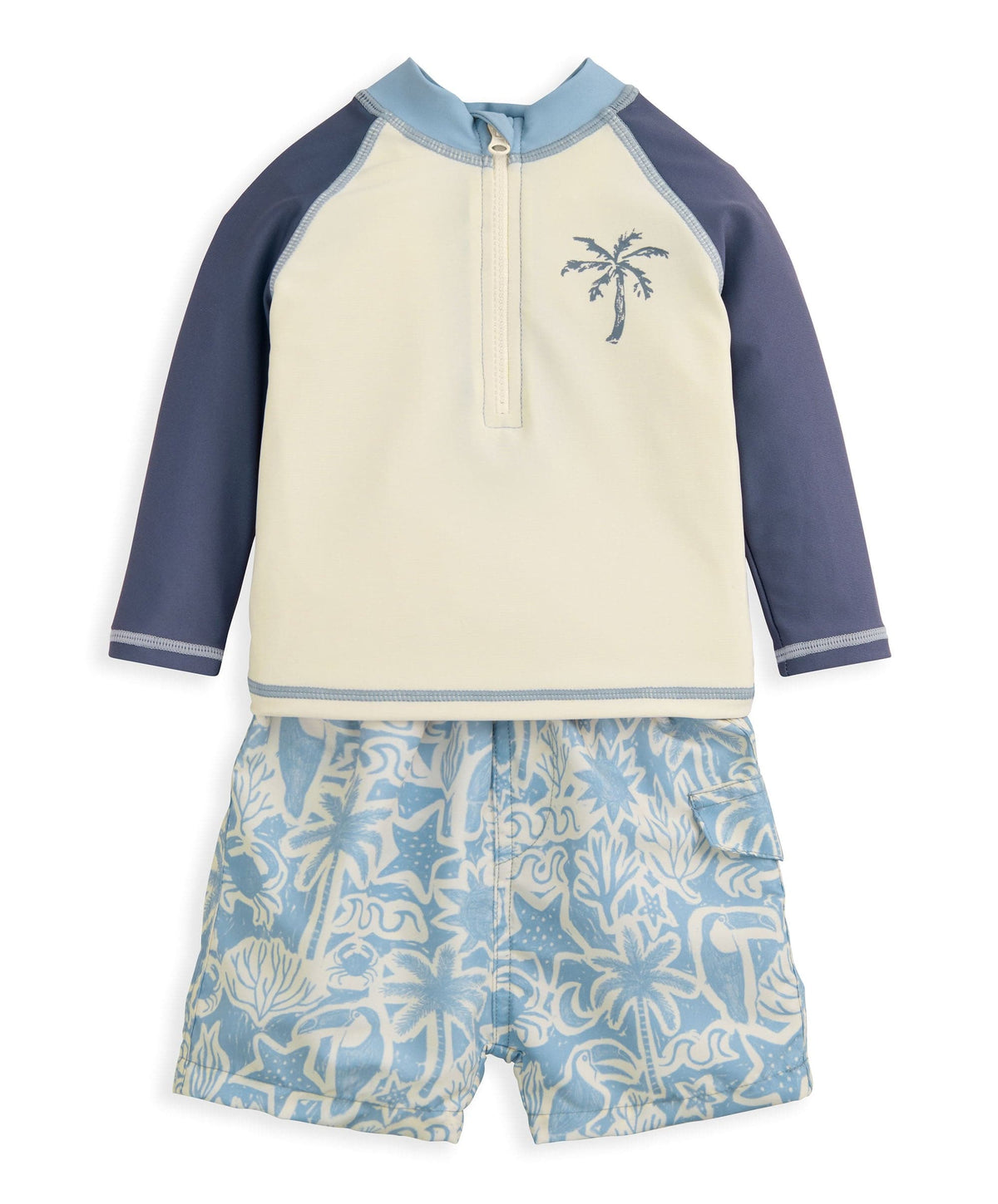 Mamas & Papas Outfits & Sets Board Shorts & Long-sleeved Top Outfit Set