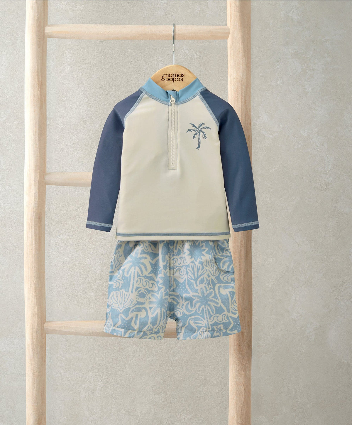 Mamas & Papas Outfits & Sets Board Shorts & Long-sleeved Top Outfit Set