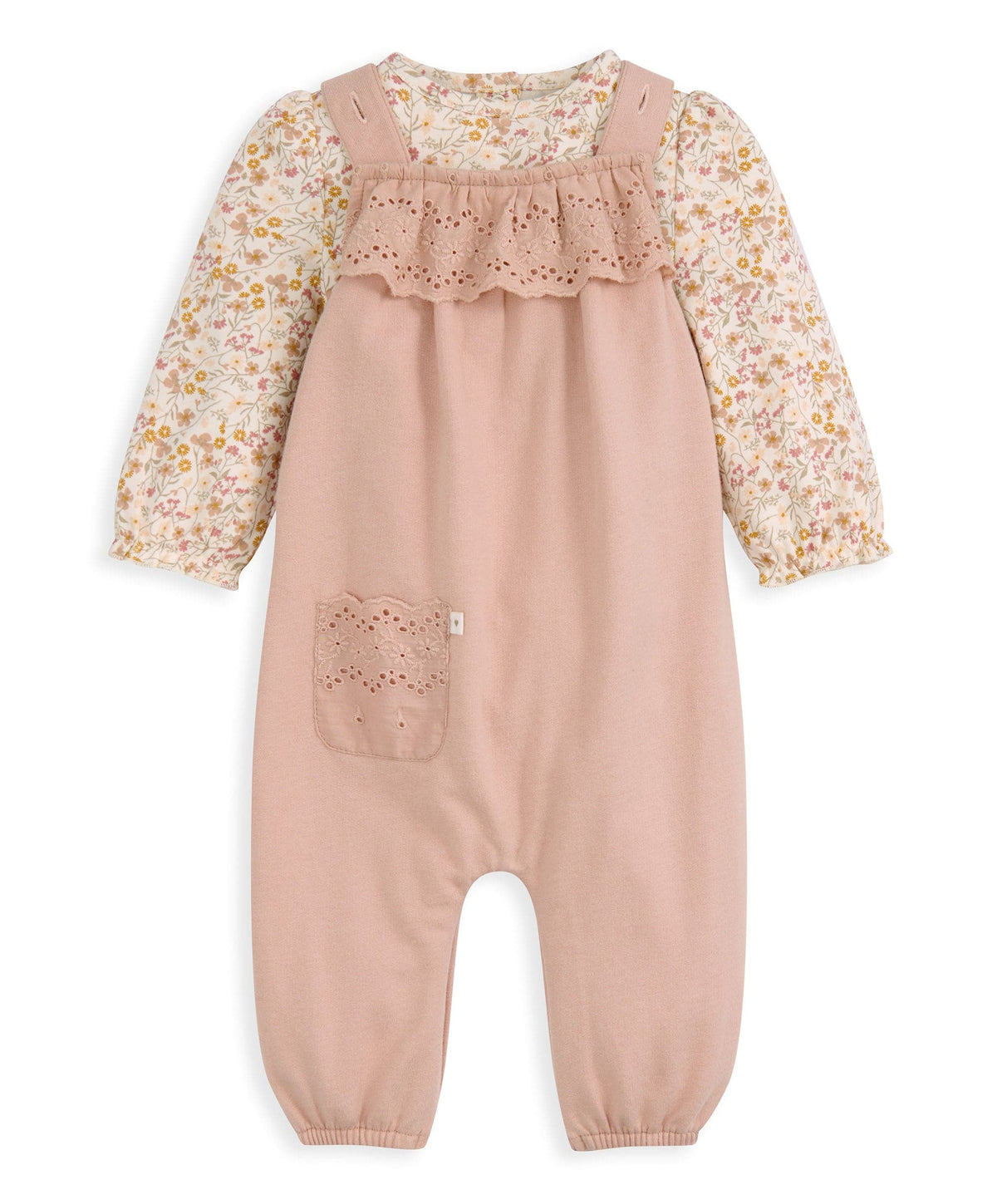 Mamas & Papas Outfits & Sets Broderie Dungarees & Bodysuit Outfit Set