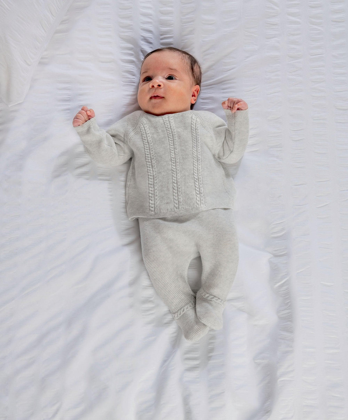Mamas & Papas Outfits & Sets Cable Knit Top & Bottoms Set (2 Pieces) - Grey