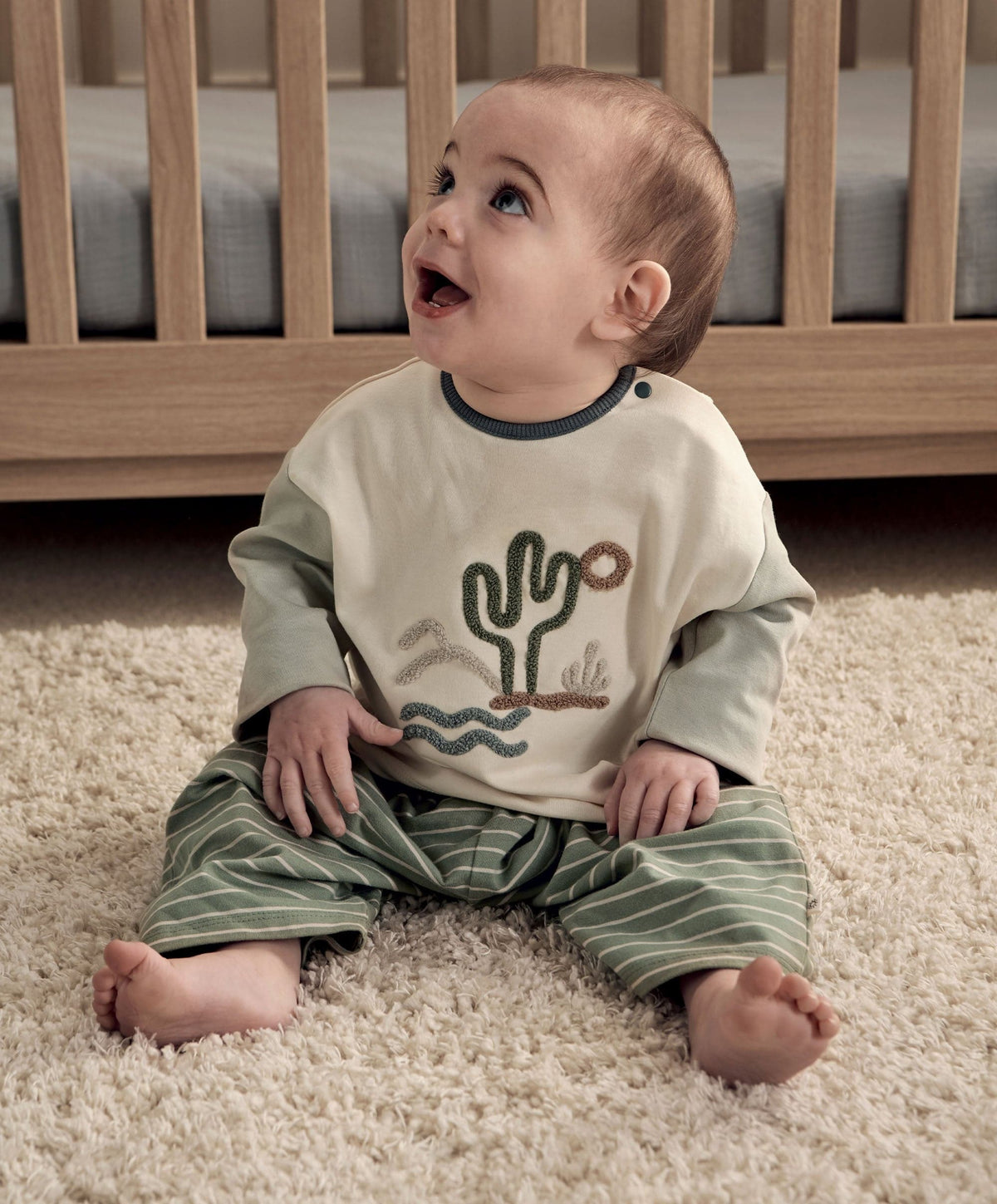 Mamas & Papas Outfits & Sets Cactus T-Shirt & Striped Trouser