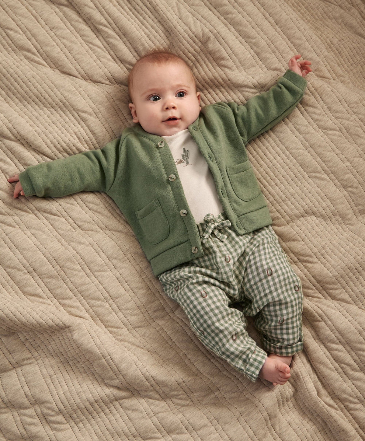 Mamas & Papas Outfits & Sets Gingham Jacket, Trousers & Bodysuit Set