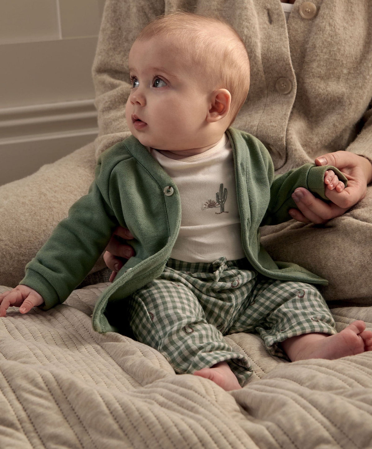 Mamas & Papas Outfits & Sets Gingham Jacket, Trousers & Bodysuit Set