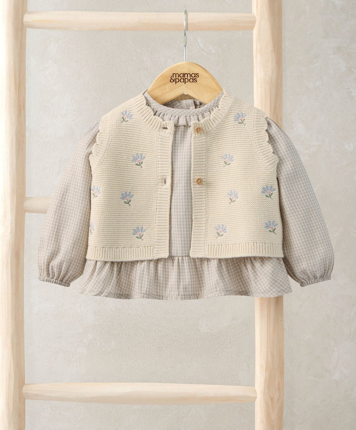 Mamas & Papas Outfits & Sets Knitted Girls Waistcoat & Top Set