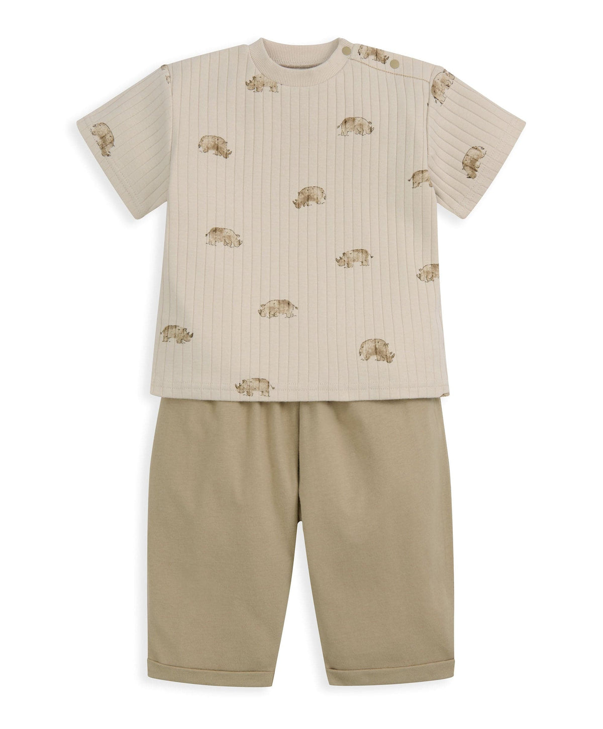 Mamas & Papas Outfits & Sets Rhino Ribbed T-Shirt & Trousers Outfit Set