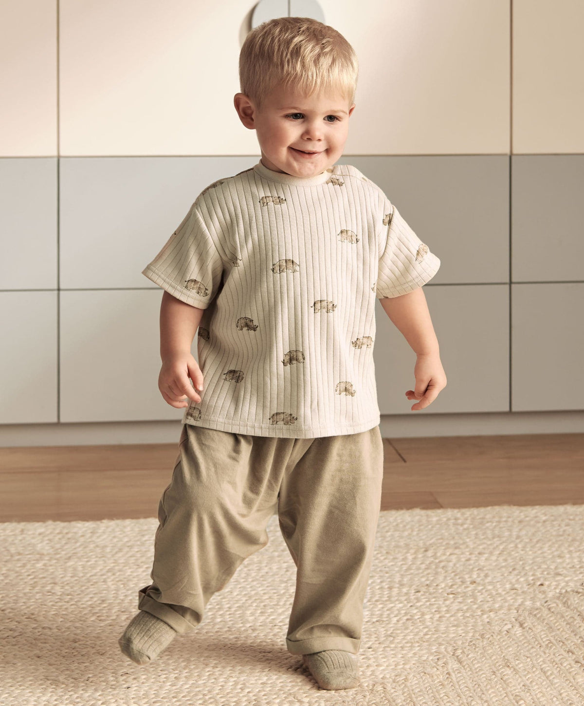 Mamas & Papas Outfits & Sets Rhino Ribbed T-Shirt & Trousers Outfit Set
