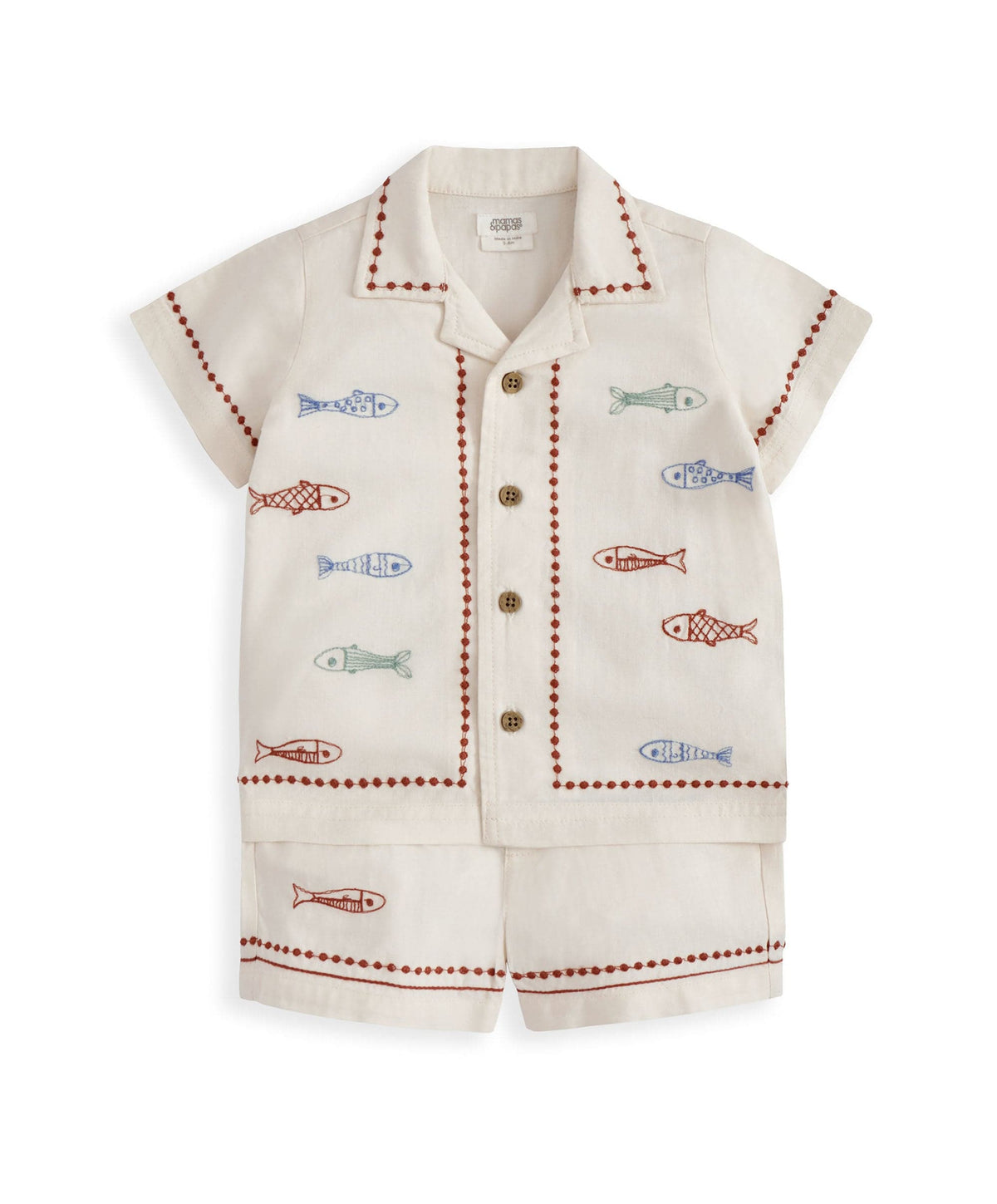 Mamas & Papas Outfits & Sets Sardine Linen Top & Shorts Set