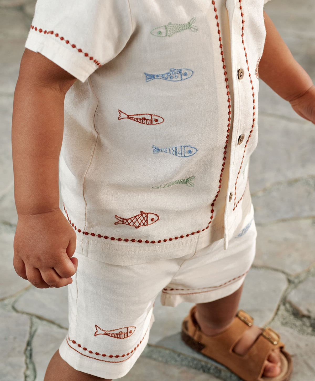 Mamas & Papas Outfits & Sets Sardine Linen Top & Shorts Set