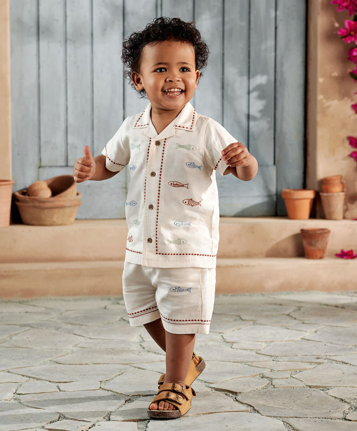 Mamas & Papas Outfits & Sets Sardine Linen Top & Shorts Set