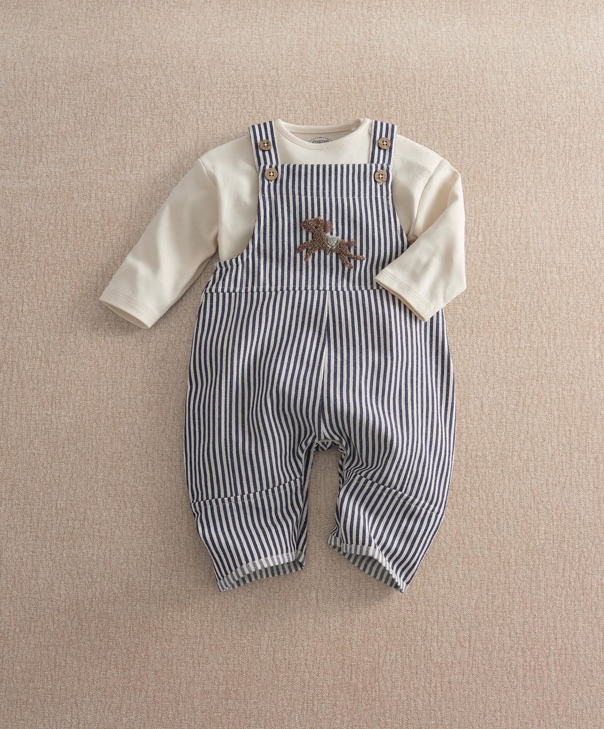 Mamas & Papas Outfits & Sets Stripe Dungarees & Long Sleeve Top