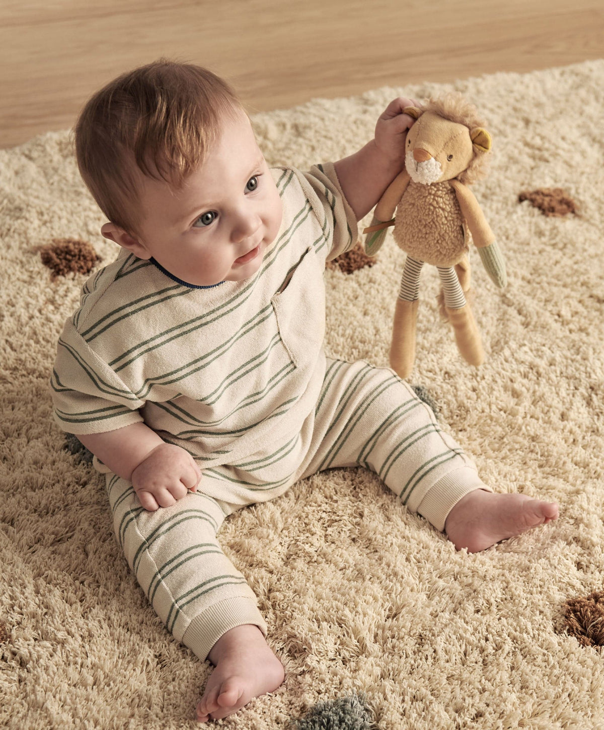 Mamas & Papas Outfits & Sets Striped Terry Towelling T-Shirt & Joggers Set