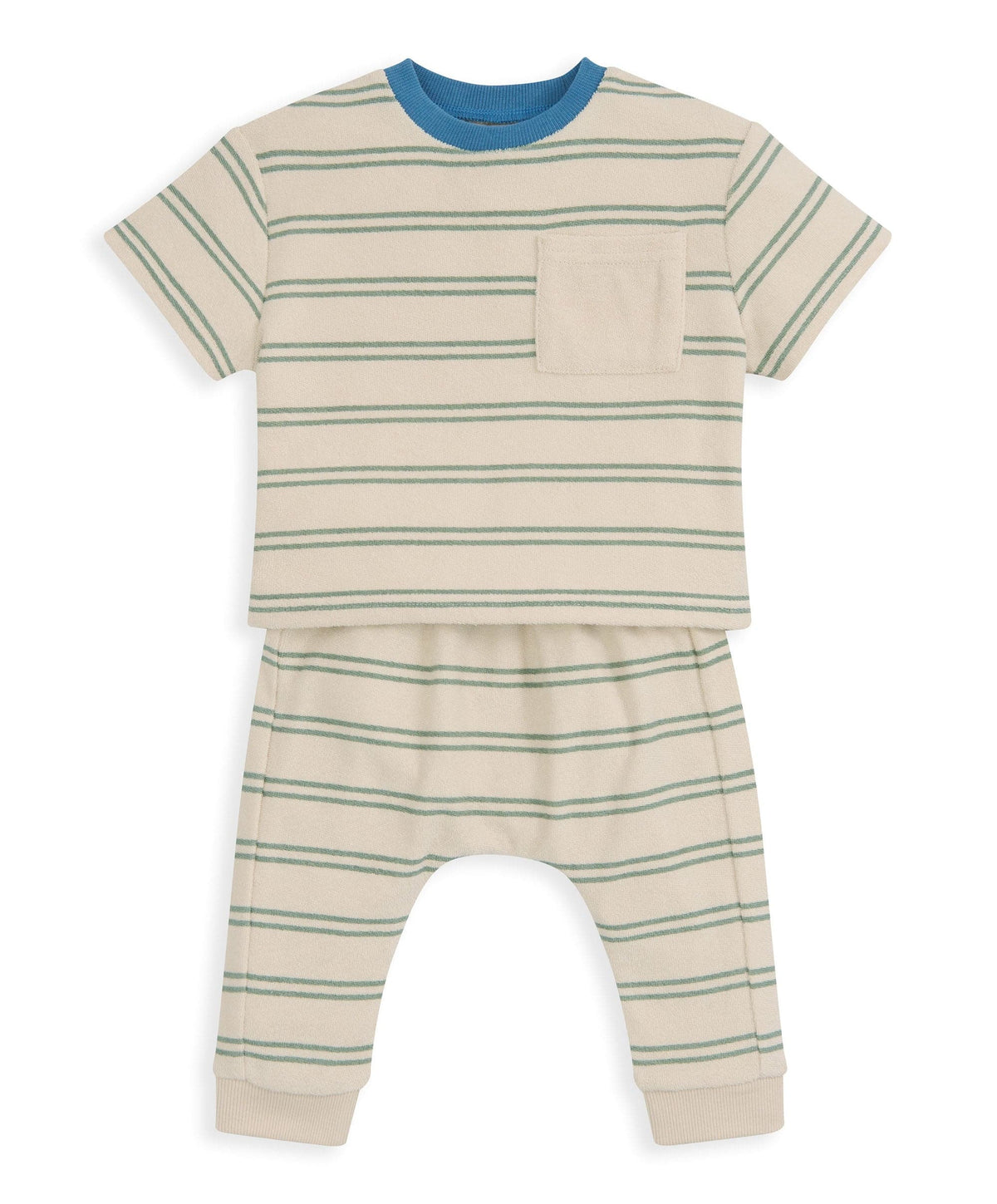 Mamas & Papas Outfits & Sets Stripped Terry Towelling T-Shirt & Joggers Set