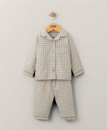Mamas & Papas Pyjamas & Nightwear Check Woven Pyjamas - Sand