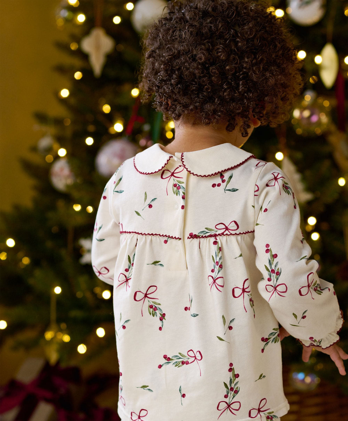Mamas & Papas Pyjamas & Nightwear Christmas Berry Bow Print Pyjama Set