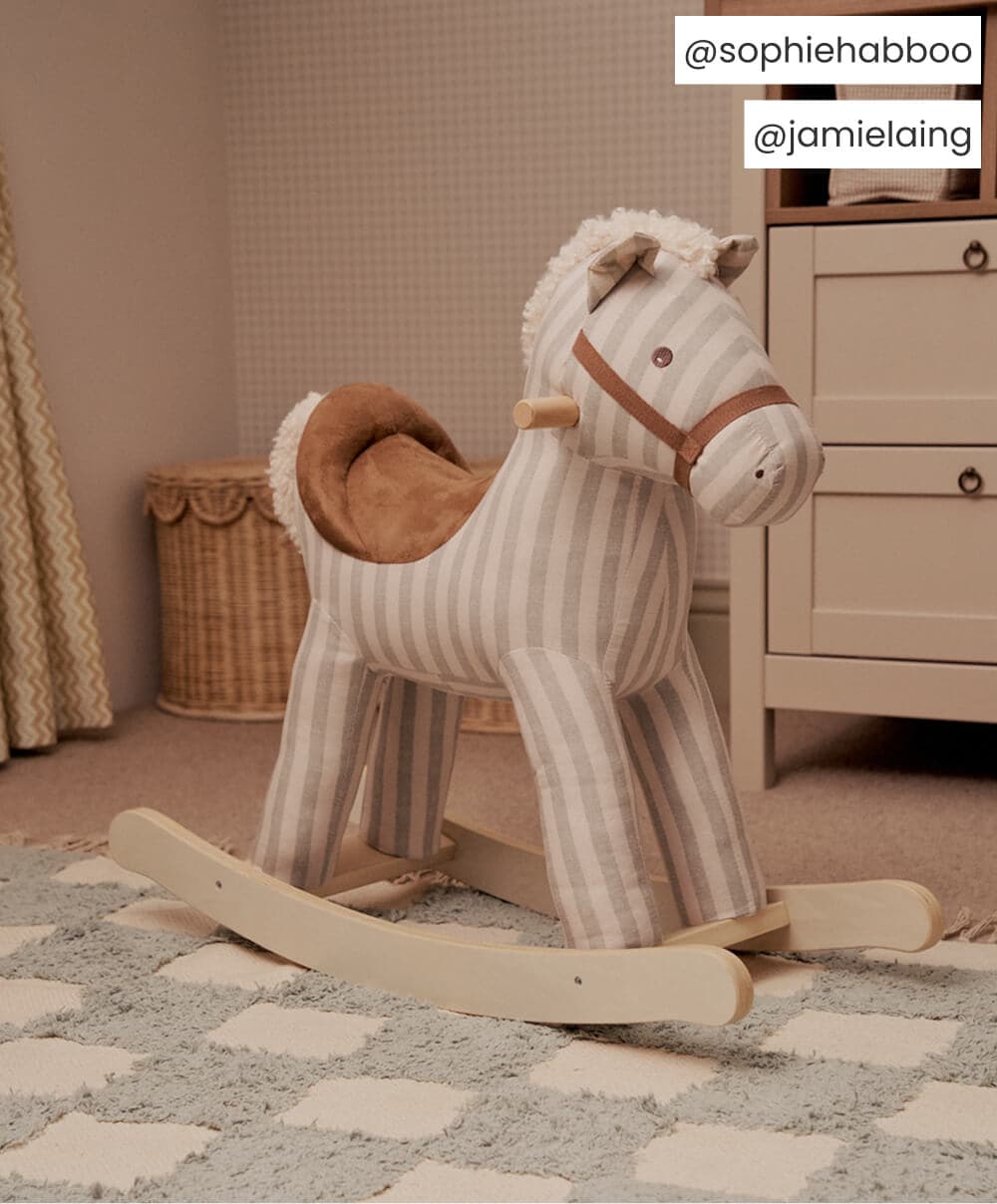 Mamas & Papas Rocking Animals Rocking Horse - Sage Green Stripe