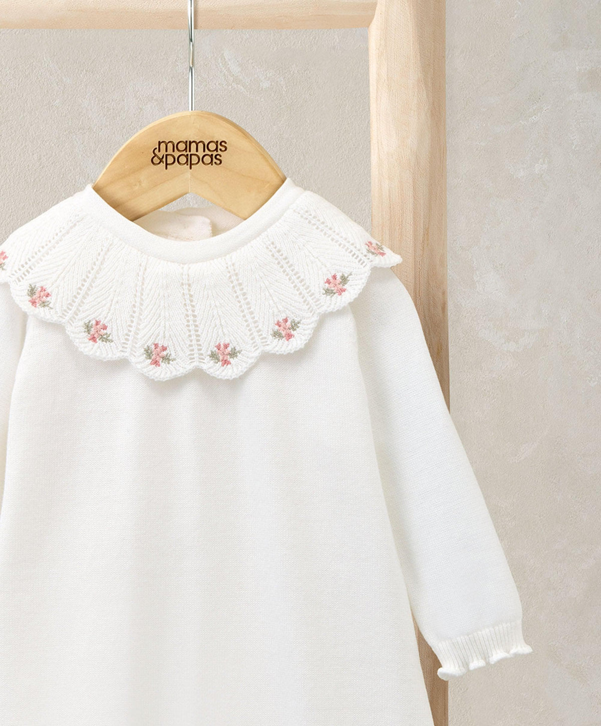 Mamas & Papas Rompers Embroidered Scallop Collar Romper with Frill Trim