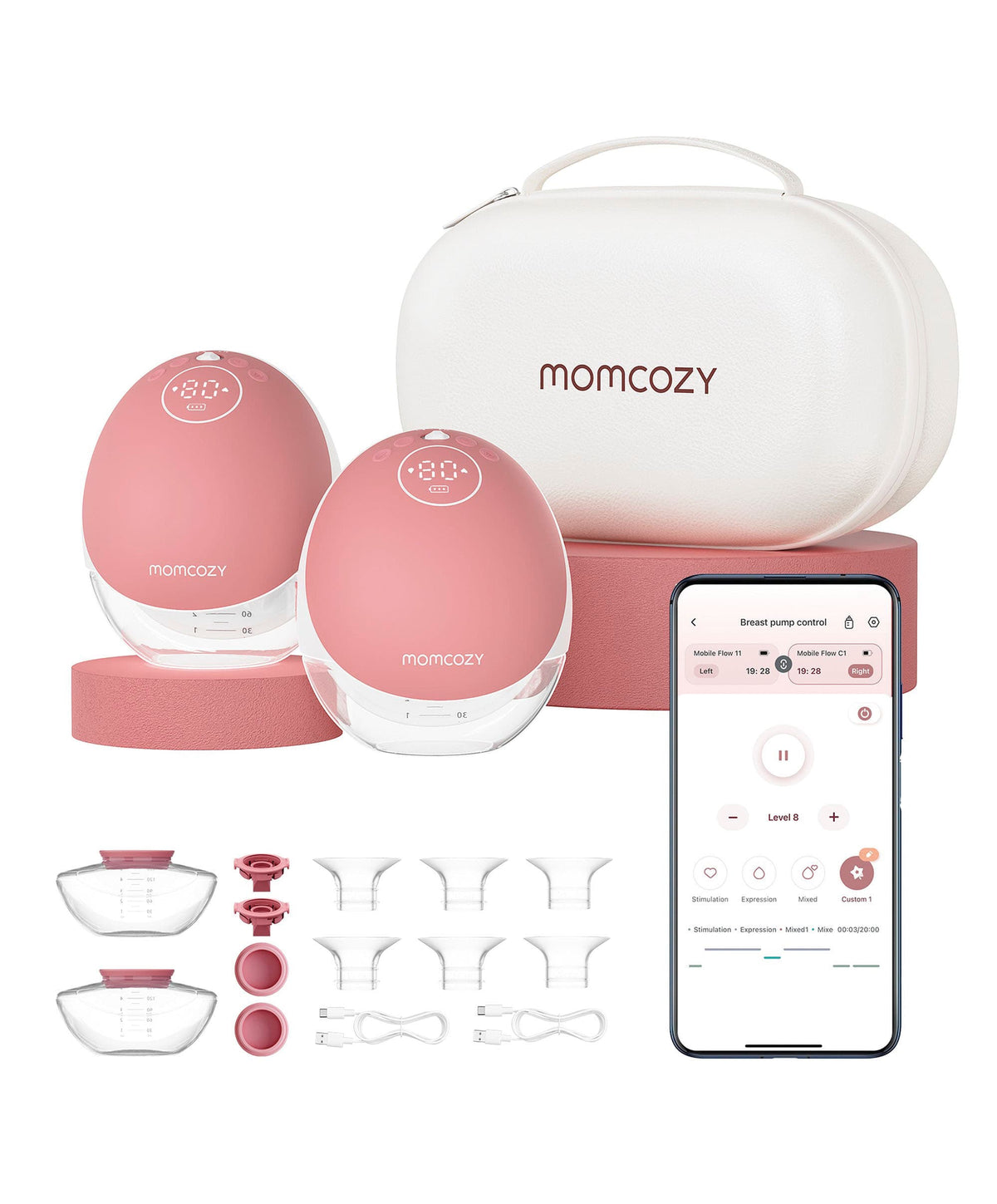 Momcozy Breastfeeding Momcozy M9 Double Breast Pump - White/Pink