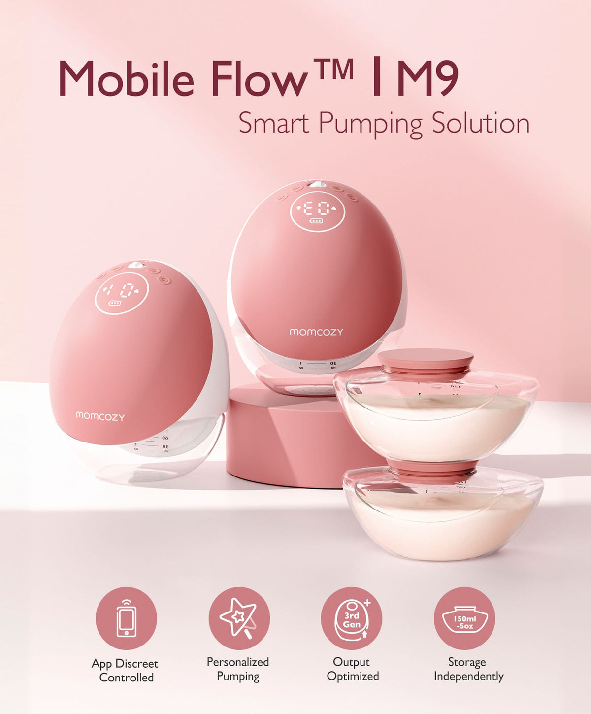 Momcozy Breastfeeding Momcozy M9 Double Breast Pump - White/Pink
