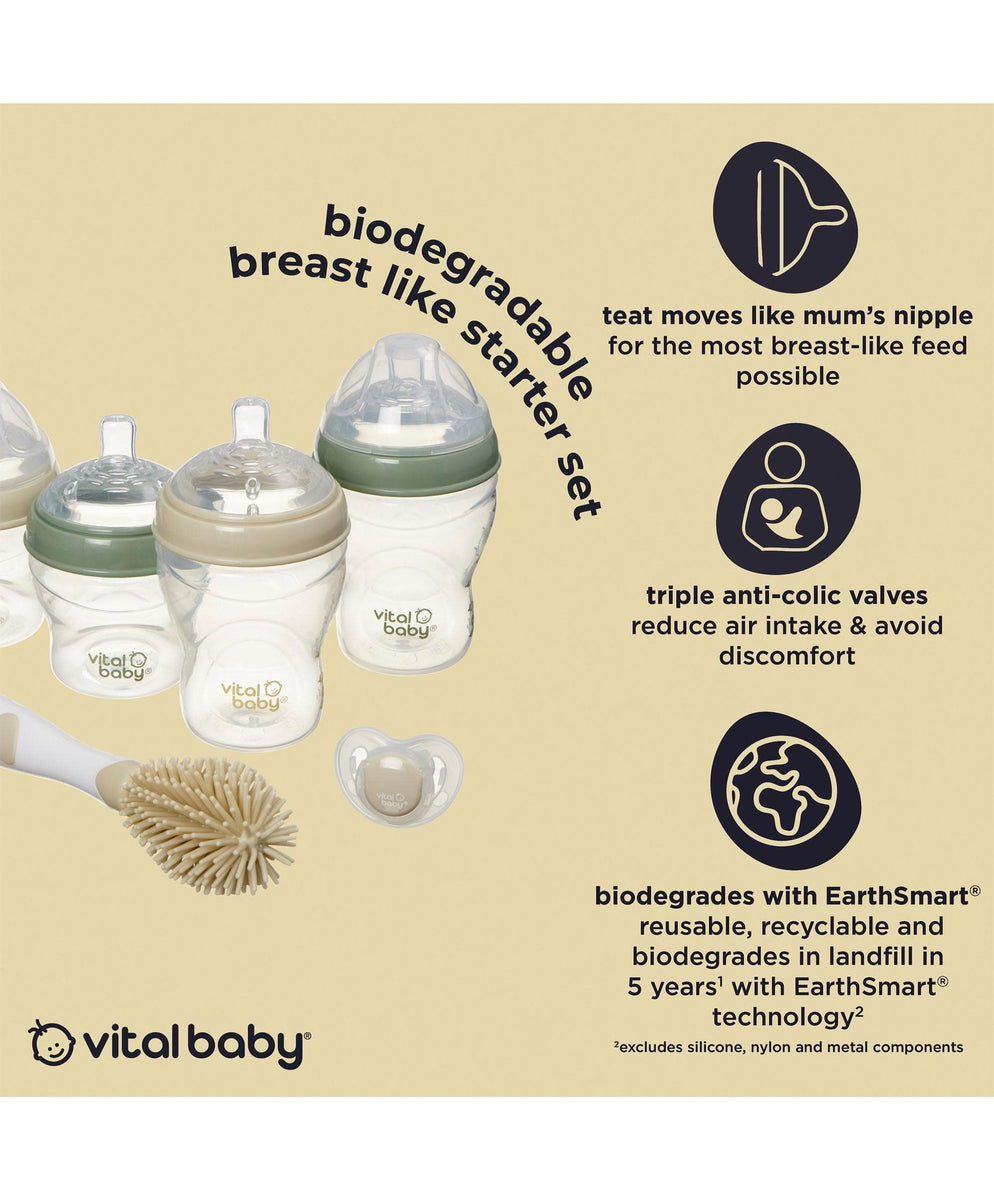 Tettarelle Vital Baby Nurture Per Allattamento Misto - Flusso Medio 3m+, Tripla Valvola Anticolica, Senza BPA, 6 Pezzi