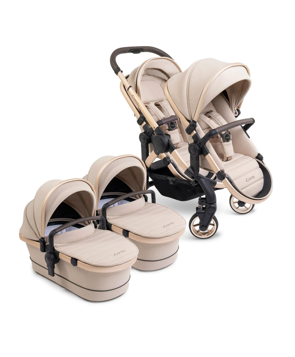 iCandy Peach Twin Pushchair Bundle Biscotti – Mamas Papas