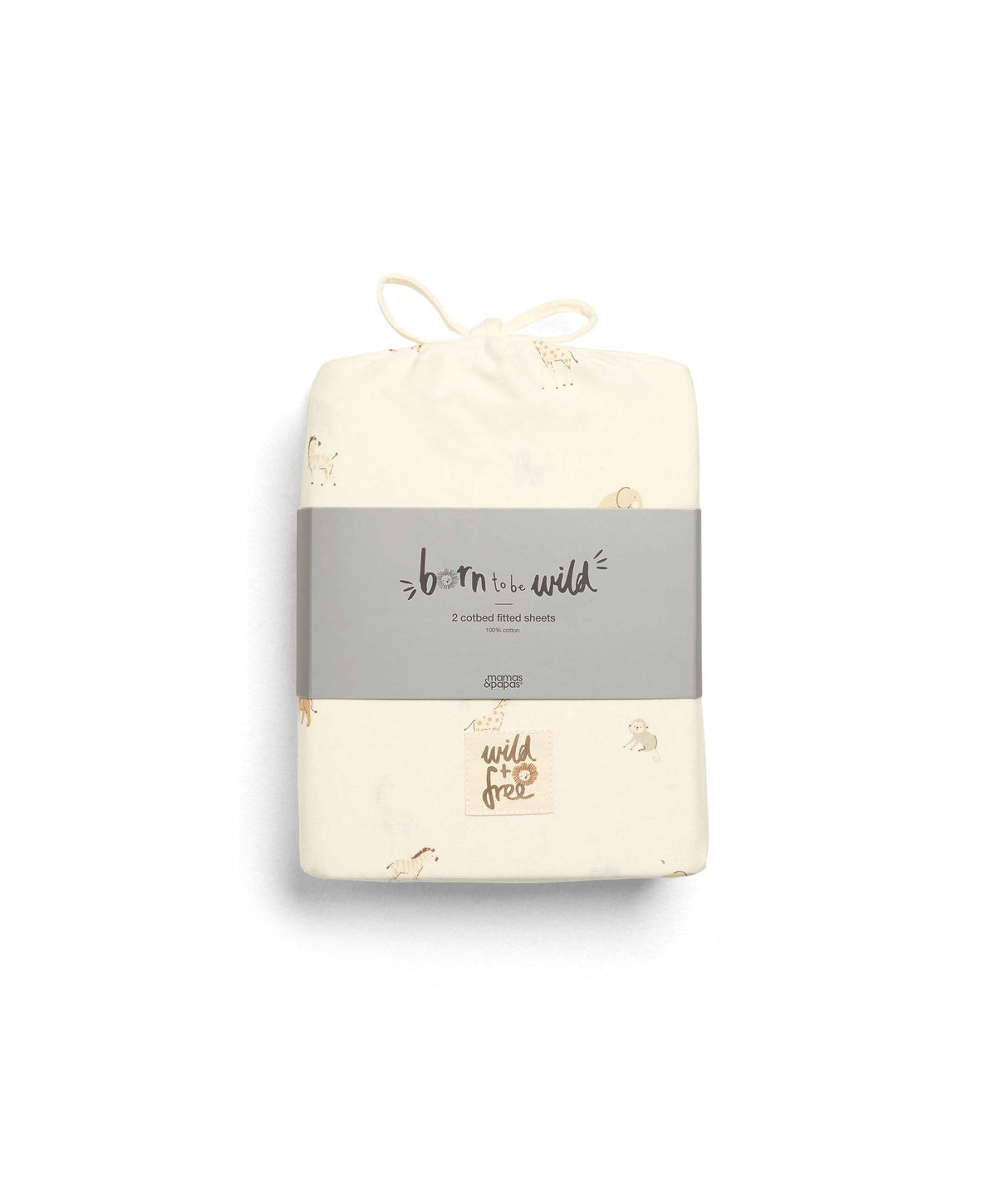 Mamas & Papas Born to be Wild Safari and Marl Fitted Sheets - Multipack of 2