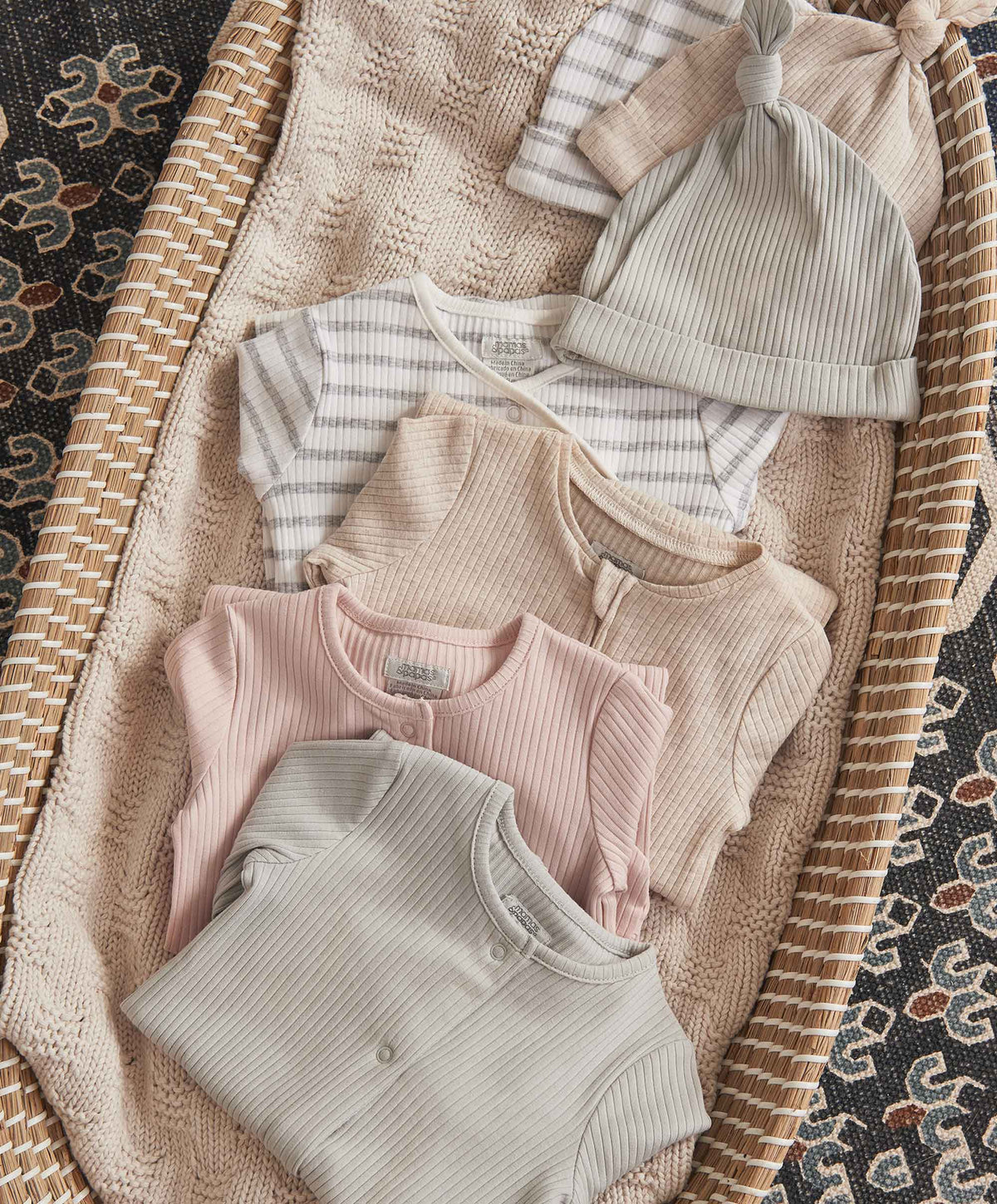 Mamas & Papas Hats & Mitts Organic Cotton Ribbed Hat - Oatmeal