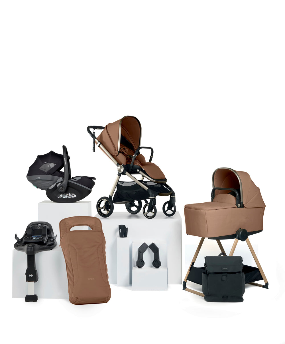 Vardo Complete Pushchair Bundle with Maxi-Cosi Pebble Slide Pro Car Seat &amp; Base (9 Pieces) - Nutmeg