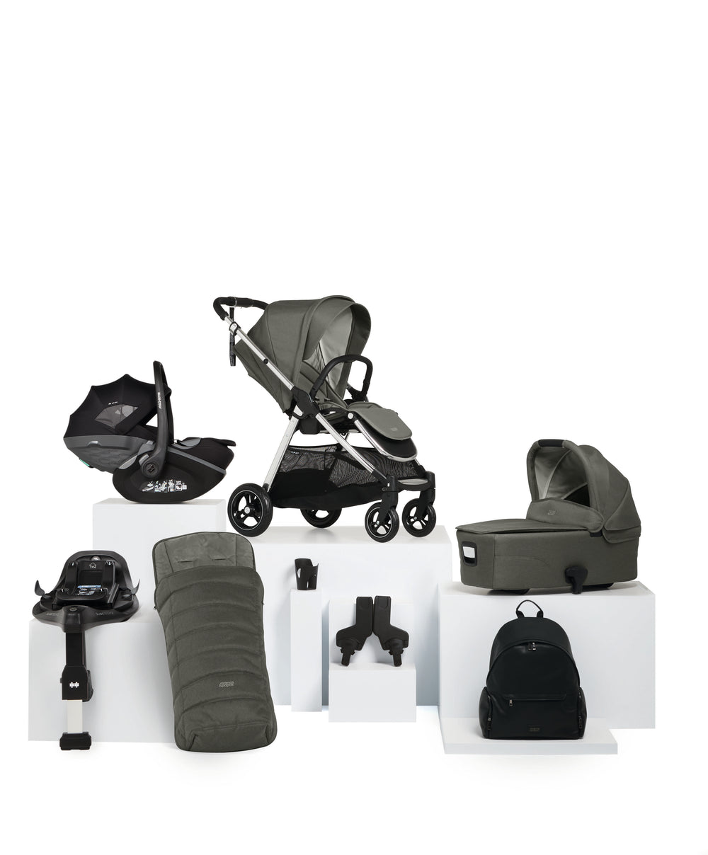 Flip XT³ Pushchair Bundle with Maxi-Cosi Pebble Slide Pro Car Seat &amp; Base (8 Pieces) - Harbour Grey