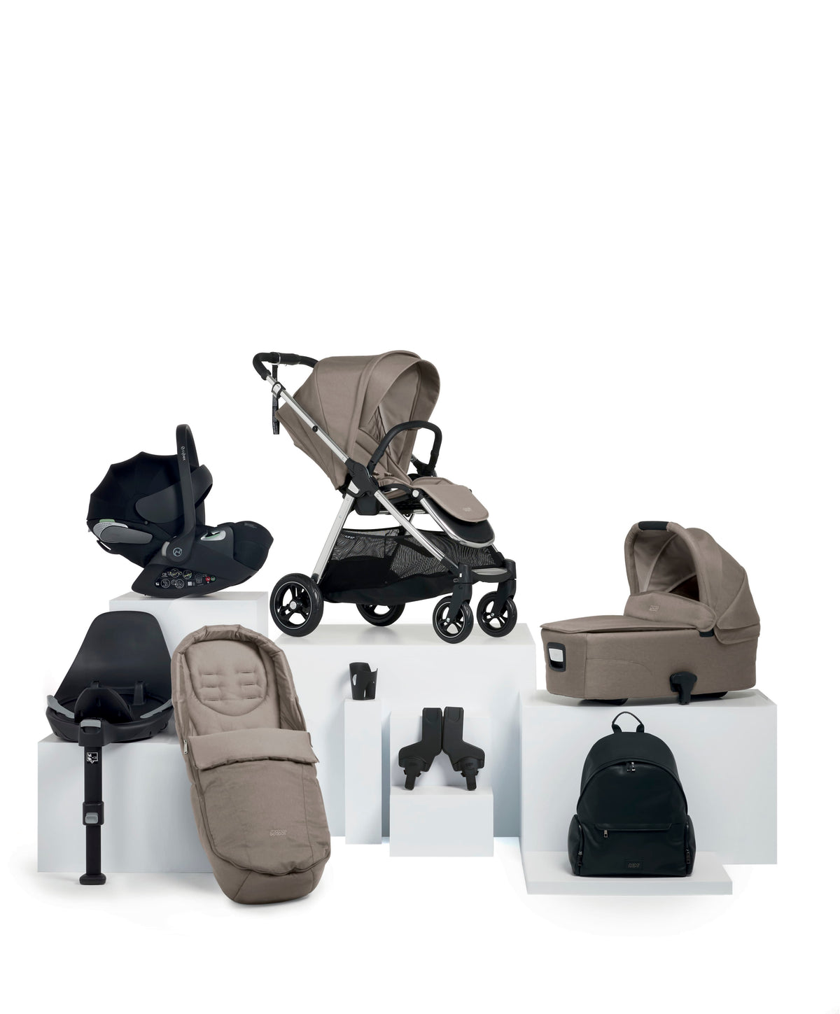 Flip XT³ Pushchair Bundle with Cybex Cloud T i-Size Baby Car Seat & Base (8 Pieces) - Stone