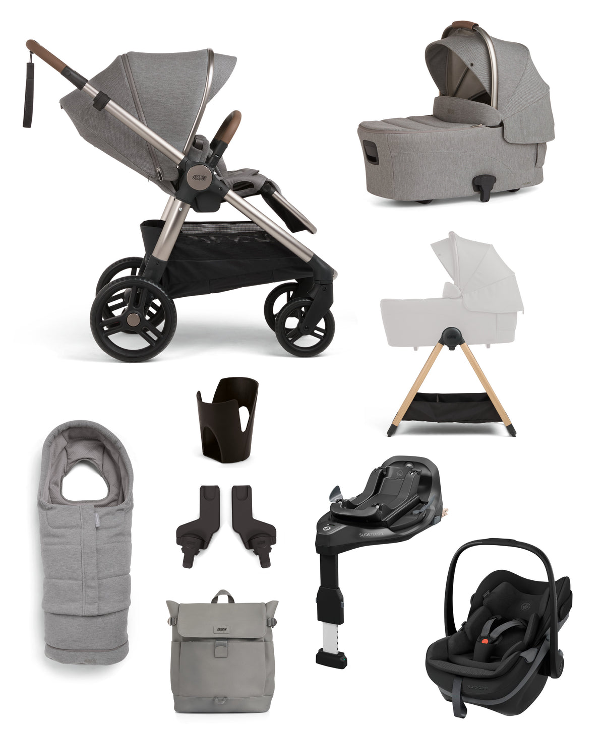 Ocarro 2 Pushchair Bundle with Maxi-Cosi Pebble Slide Pro Car Seat & Base (9 Pieces) - Heritage
