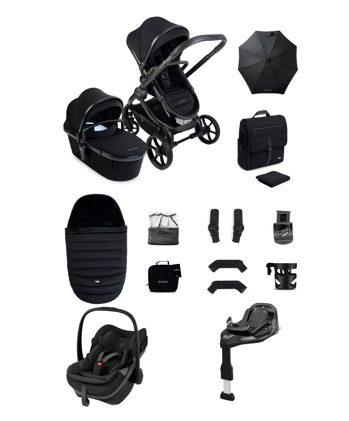 iCandy Peach 8 Complete Bundle with Maxi-Cosi Pebble Slide Pro Car Seat & Base  - Black