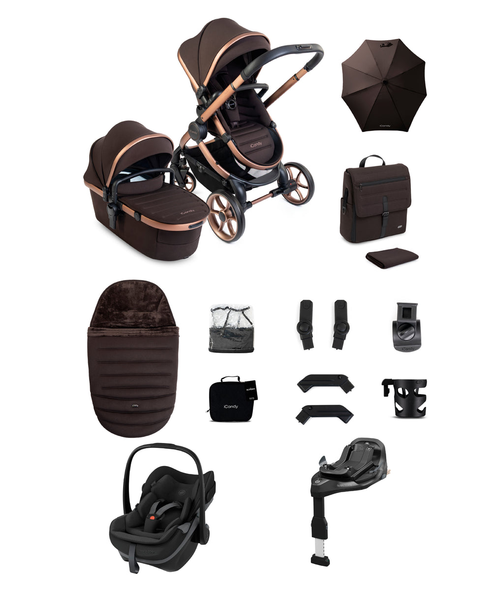 iCandy Peach 8 Complete Bundle with Maxi-Cosi Pebble Slide Pro Car Seat &amp; Base  - Pebble