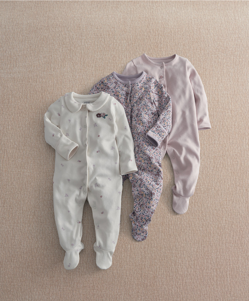 Vintage Floral Sleepsuits (Pack of 3)