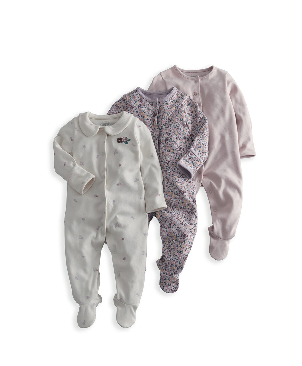 Vintage Floral Sleepsuits (Pack of 3)