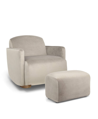 Royton Nursing Chair Set in Velvet - Stone
