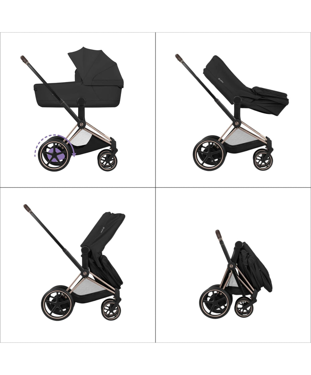 Cybex e-Priam Pushchair Bundle with Cybex Cloud T i-Size &amp; Sirona T i-Size Car Seat - Cozy Beige
