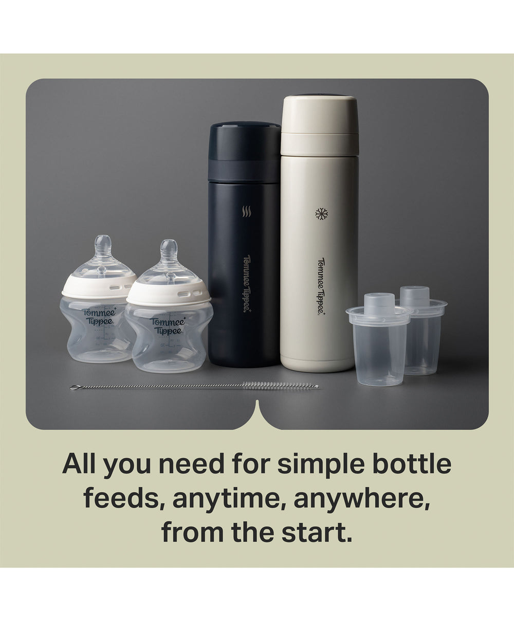 Tommee Tippee PrepGo Portable Formula Feed Maker &amp; Newborn Bottles - Black and White