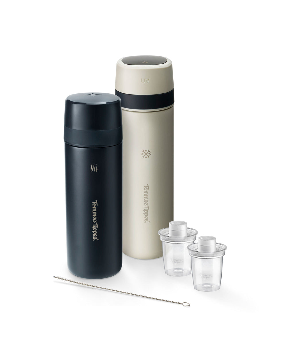 Tommee Tippee PrepGo Portable Formula Feed Maker Set with Built-in UV Steriliser - Black and White
