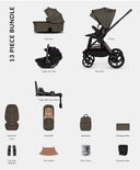 Venicci Upline3 4in1 Pushchair Bundle With Tiago 2 Car Seat (13 Pieces) - Truffle