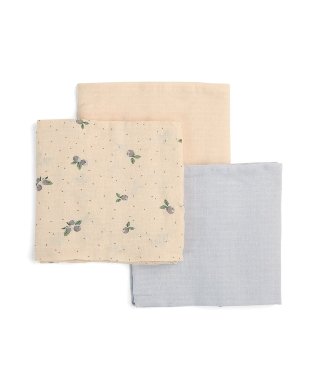 3Pk Muslin Squares Large - Blueberry