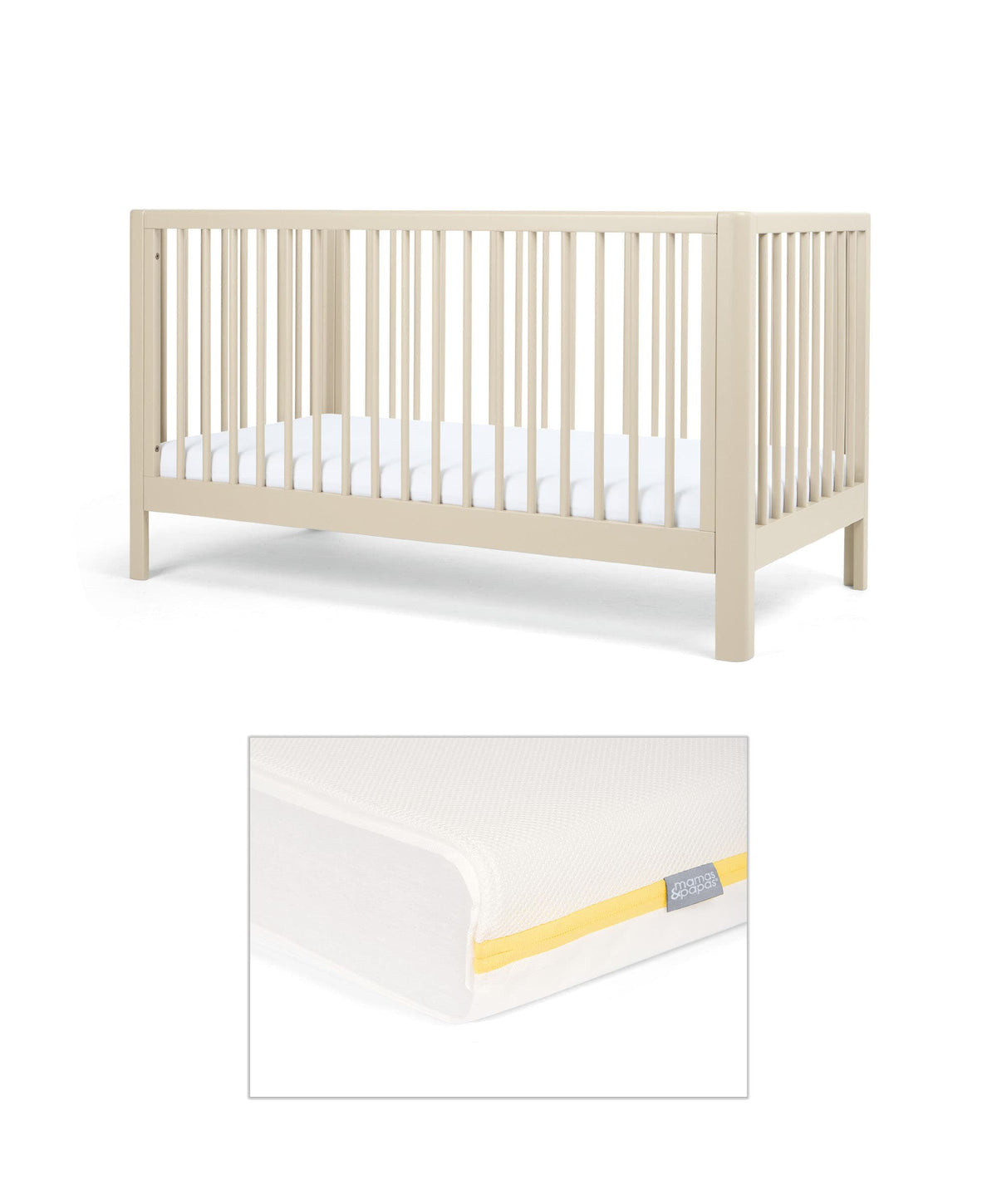 Arbor Cotbed & Essential Airflow Fibre Cotbed Mattress Bundle - Cashmere