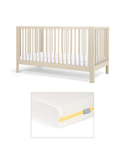 Arbor Cotbed & Essential Airflow Fibre Cotbed Mattress Bundle - Cashmere