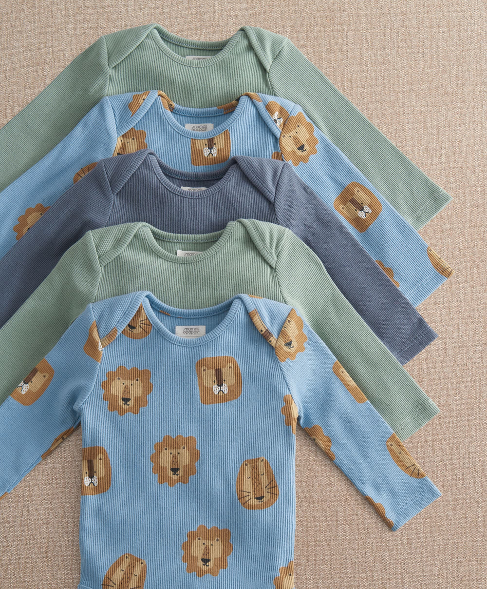 Lion Print Bodysuits (Pack of 5)