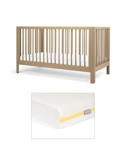 Arbor Cotbed & Essential Airflow Fibre Cotbed Mattress Bundle - Mocha