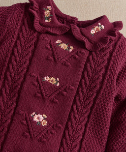 Floral Embroidery Detail Knitted Romper