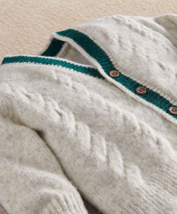 Cable Knit V Neck Cardigan