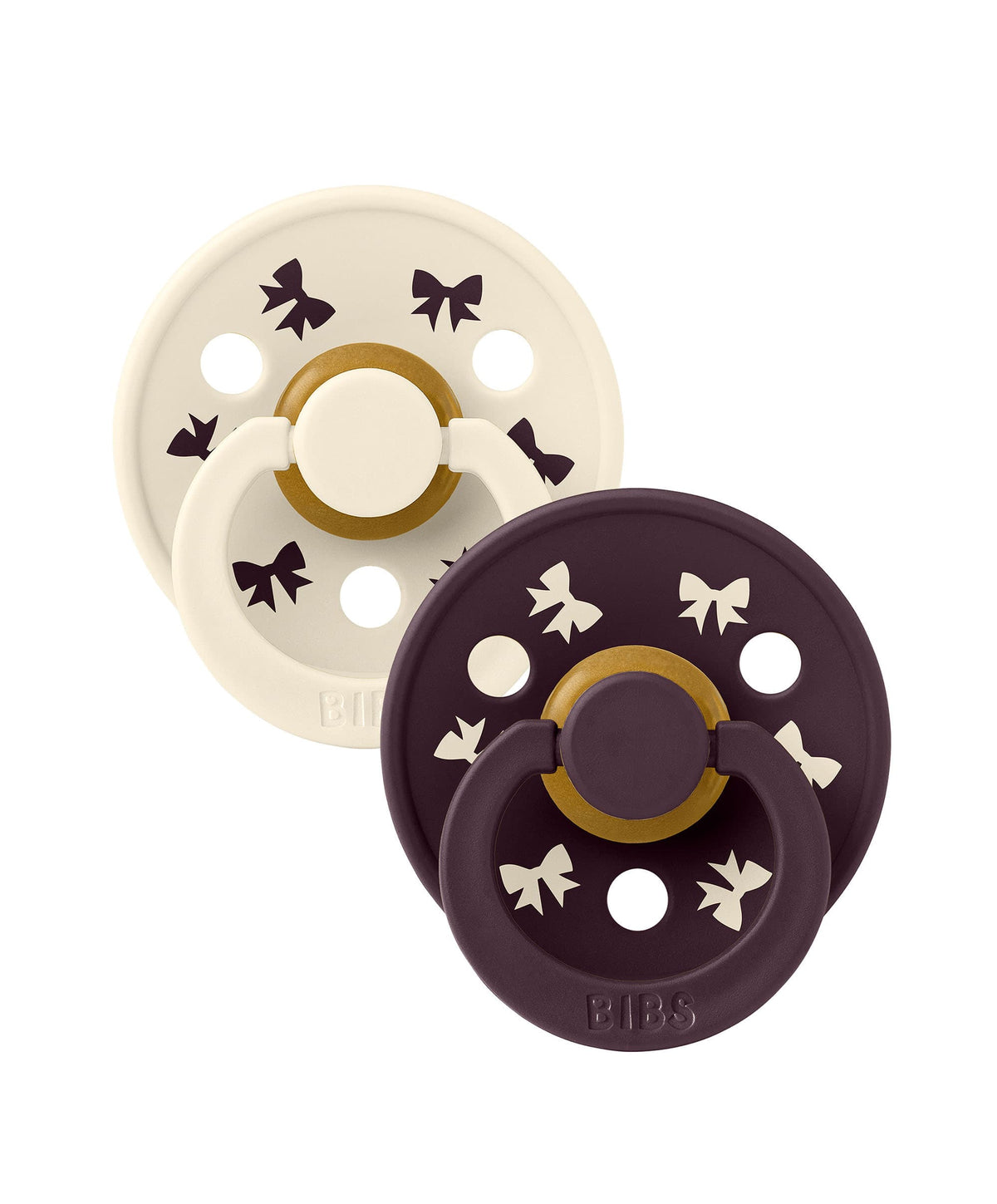 Bibs World BIBS Colour Holiday Bow Dummies 2 Pack - Ivory/Plum
