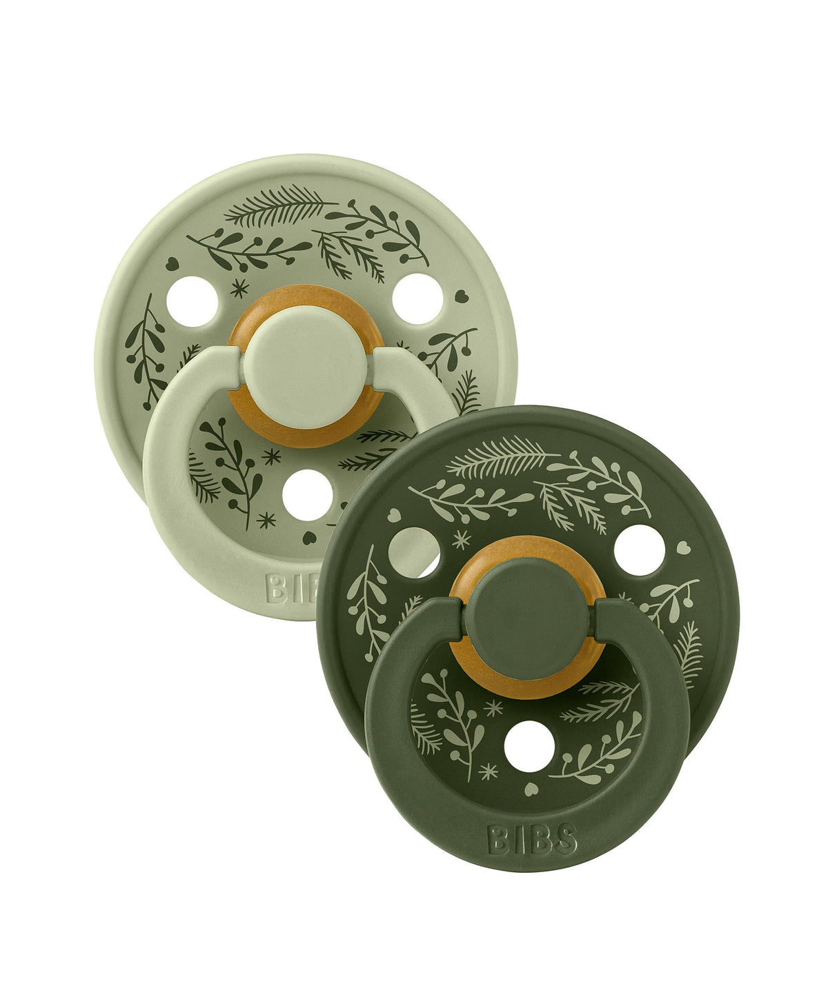 Bibs World BIBS Colour Holiday Leaf Dummies 2 Pack - Sage/Hunter Green