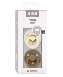 Bibs World Bottle Feeding BIBS Colour Pacifiers 2 Pack Size 1 - Ivory/Dark Oak