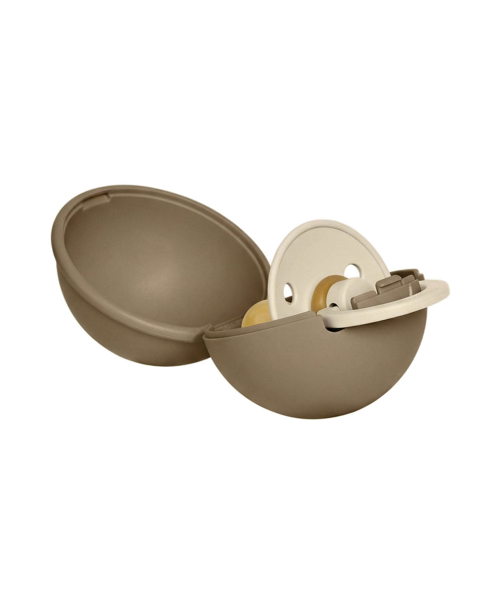 Bibs World Soothers BIBS Colour Pacifier Round Latex Size 1 Vanilla &amp; Pacifier Case Mini - Dark Oak